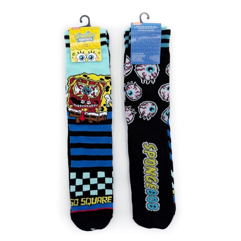 SpongeBob SquarePants Crew Socks Mens Womens Zombie Blue Black Nickelodeon Gift